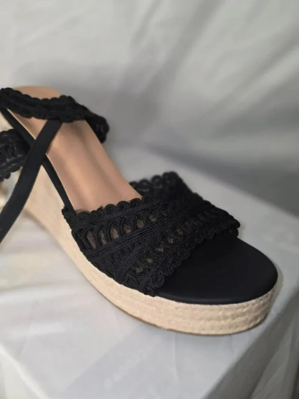 Black Wedge Sandals